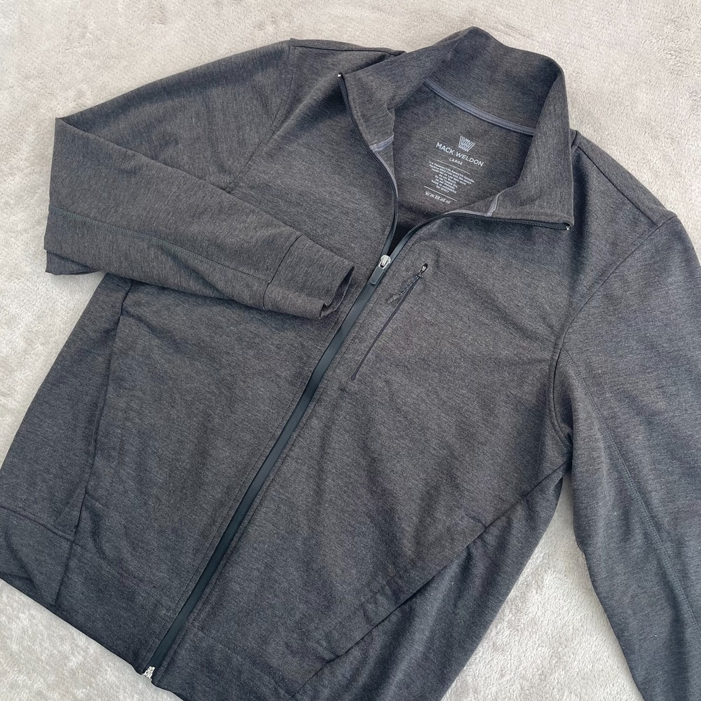 Mack Weldon Atlas Full-Zip Jacket Men Large Heather Grey Performance‎ Pockets